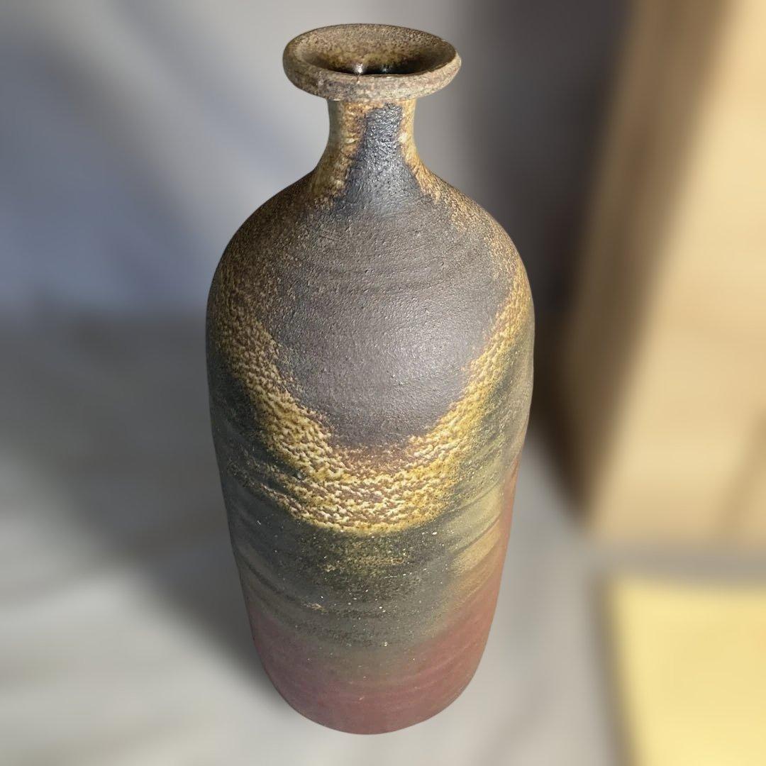 【武用真】備前焼の伝統　重要無形文化財　日本の名窯　武用真作　備前　細首大一輪入