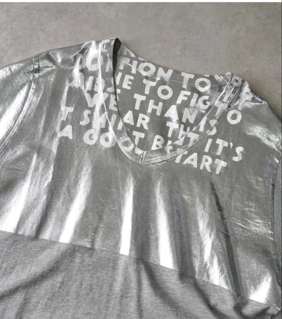 マルタンマルジェラ　エイズTシャツ　メタリックシルバー