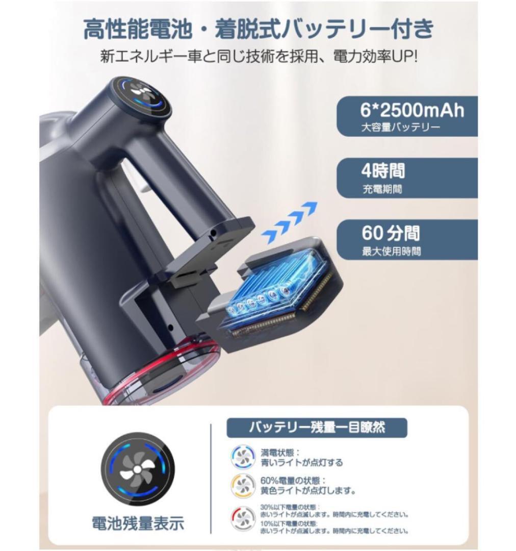 掃除機コードレス [2024年新登場] 45000pa超強力吸引 スティック