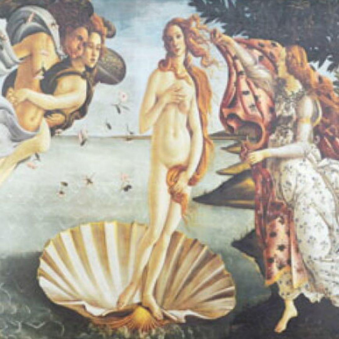 画家サンドロ・ボッティチェッリ作品　ヴィーナスの誕生　良質キャンバス　金箔額縁付