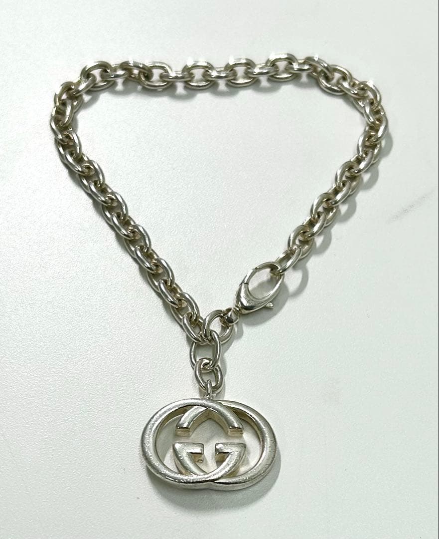 GUCCI シルバー ロゴチャーム ブレスレット SV925 スターリング