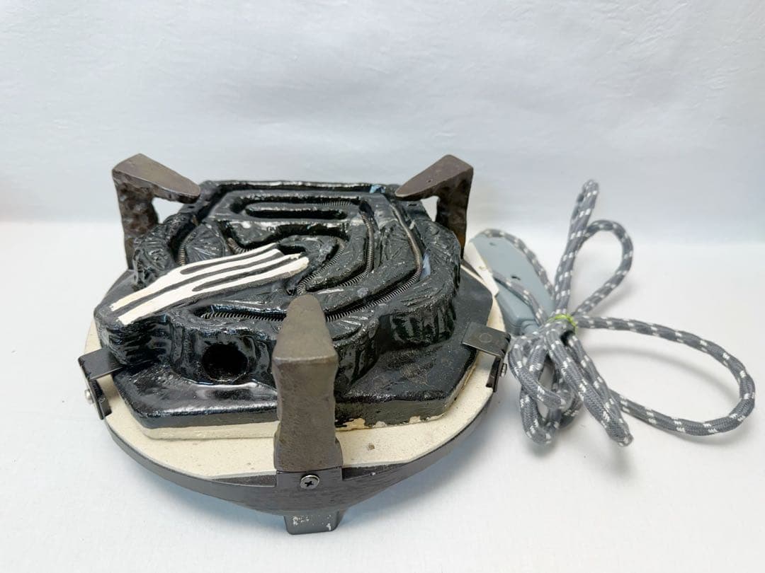 未使用 茶道具 桑 七宝透置炉 炉 置炉用炭型電熱器 浜松地紋釜3点セット 紙箱