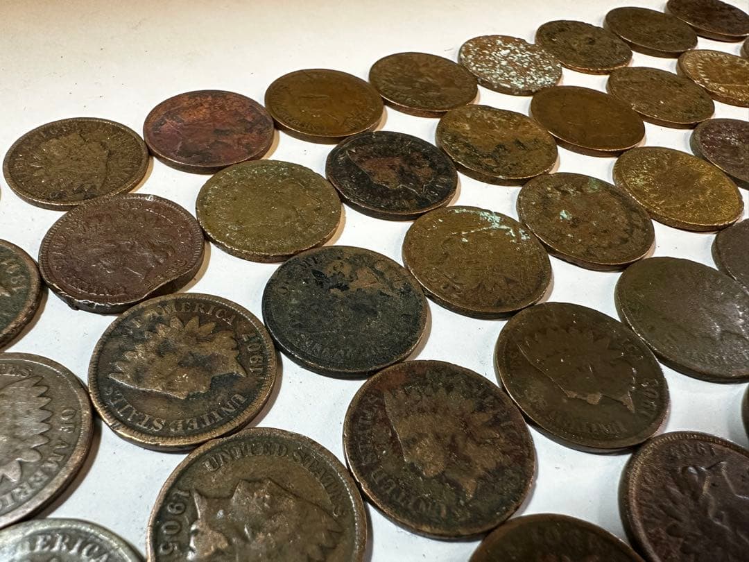 【70枚セット】 アメリカ硬貨 青銅貨 １セント インディアンヘッド ダメージ有