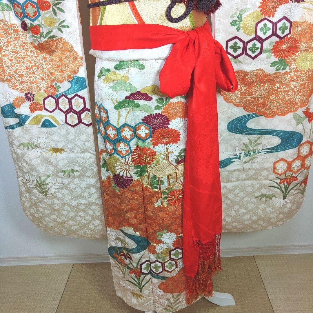 振袖フルセット　成人式　結婚式　前撮り　ホワイト　白　しごき　袋帯　金　ゴールド