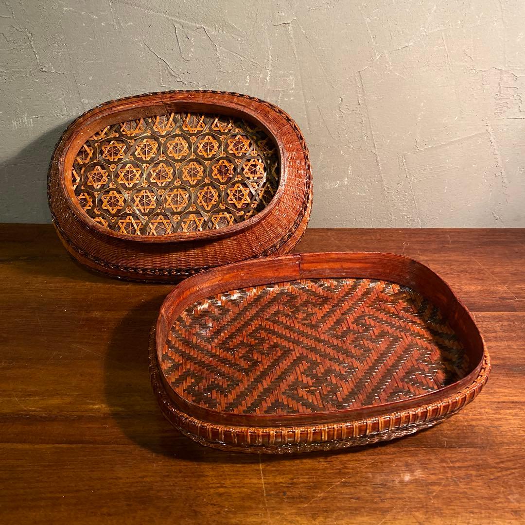 時代物 竹編み 収納籠 茶道具 手作り 骨董品 インテリア小物入れ コレクション