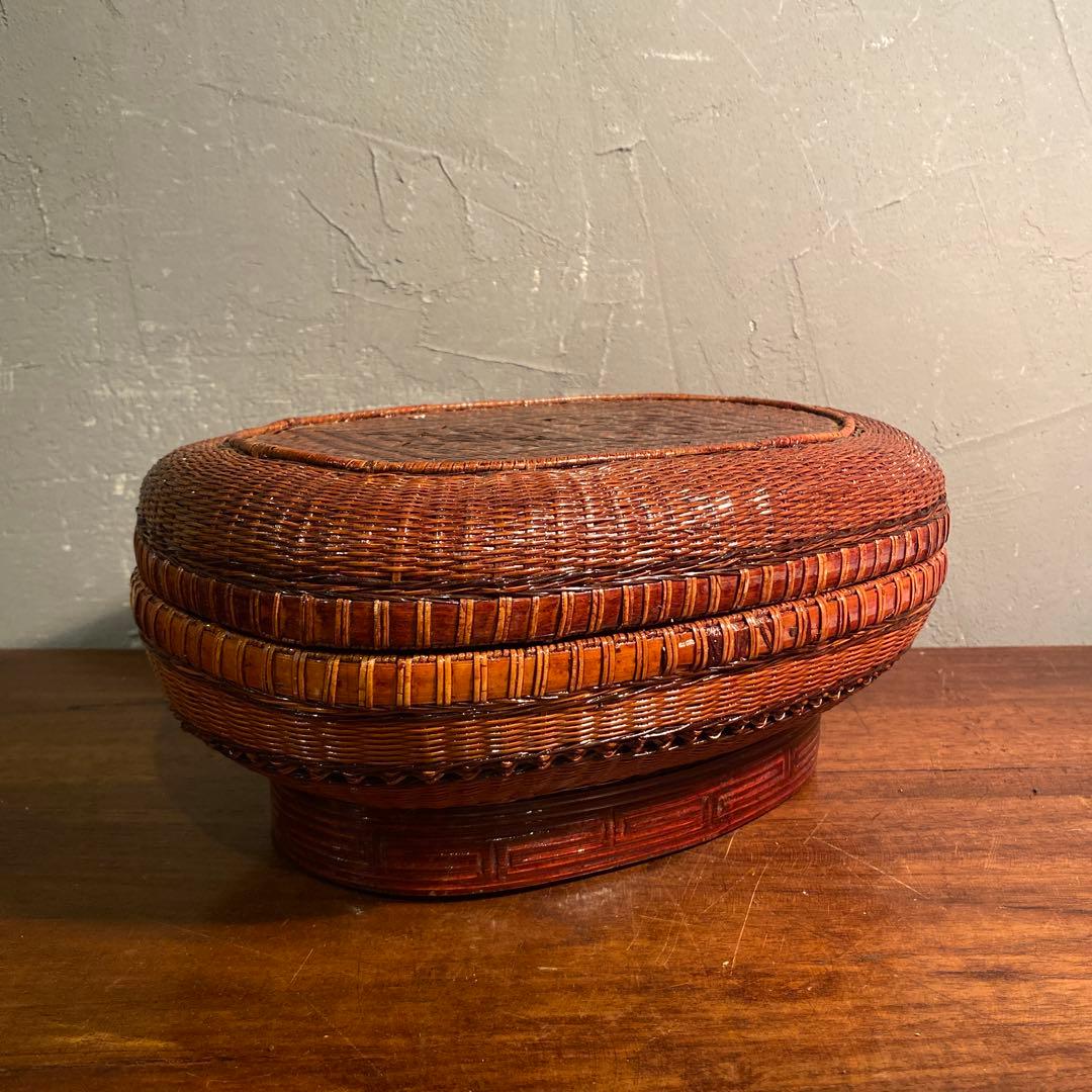 時代物 竹編み 収納籠 茶道具 手作り 骨董品 インテリア小物入れ コレクション