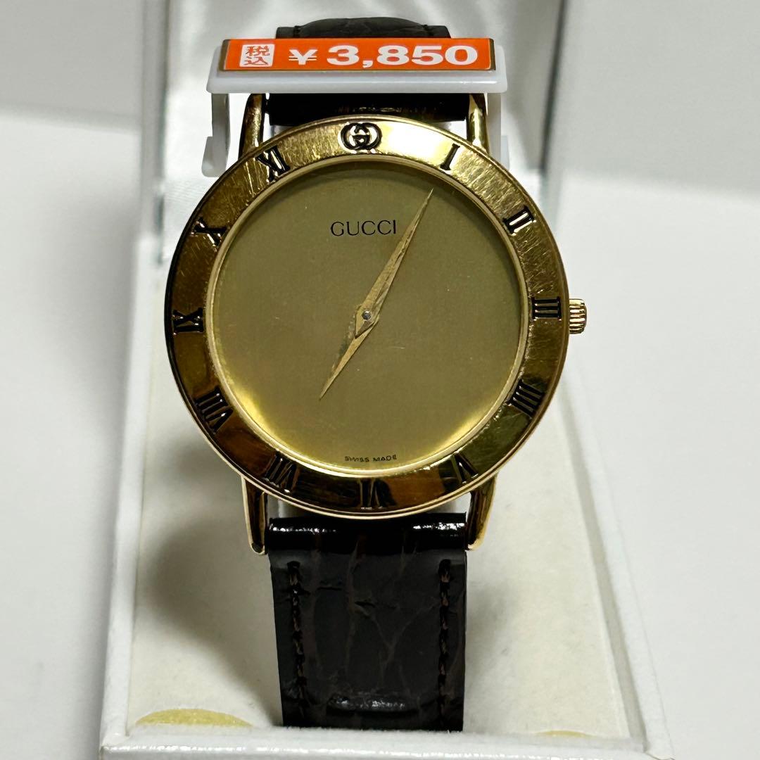 稼働/新品電池/新品ベルト GUCCI グッチ 3000.2.M ゴールド