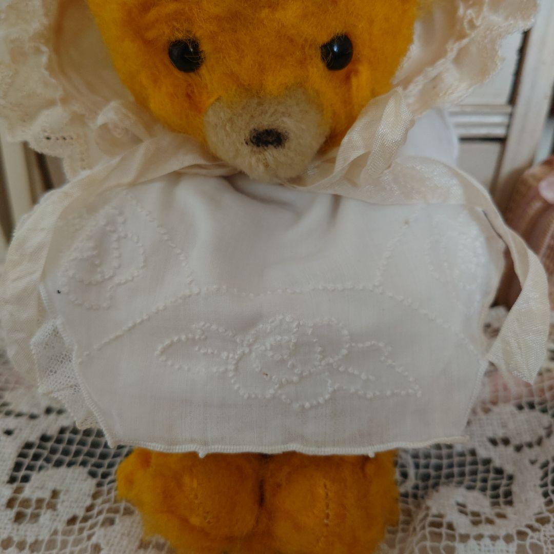 アンティークベア、お鼻なし、DDRちゃん、お洋服付き、左の黄色い子