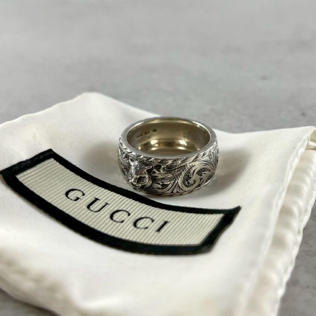 【極美品】GUCCI シルバーリング 23号 キャット インターロッキング