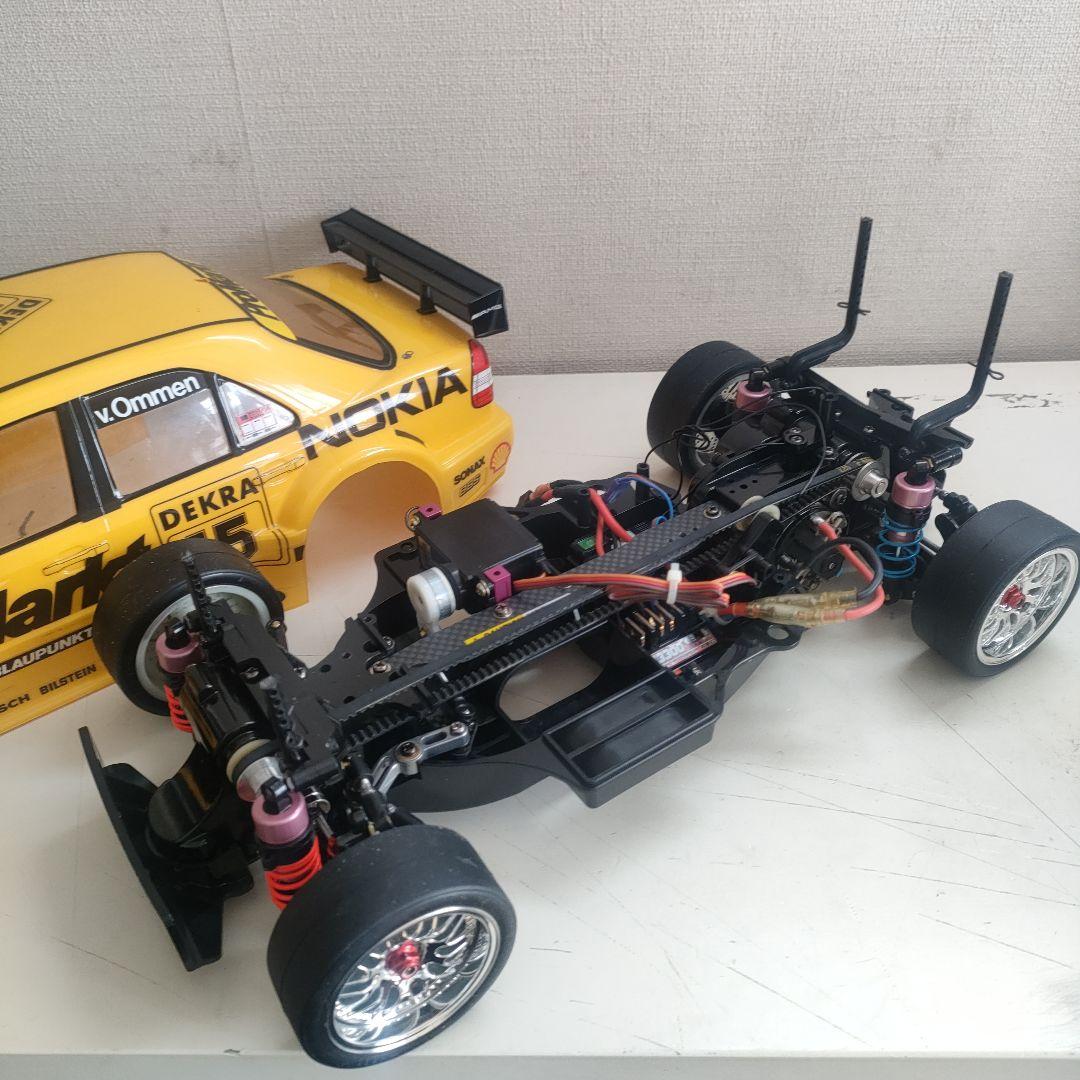 【当時物、レア】タミヤTA03シャーシ、メカ付き、メルセデスボディ付き