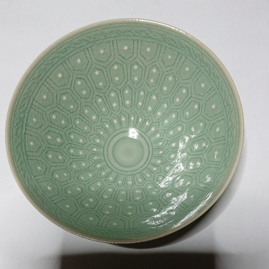 韓国陶芸家作品 青磁抹茶茶碗☆(箱無し)☆未使用品