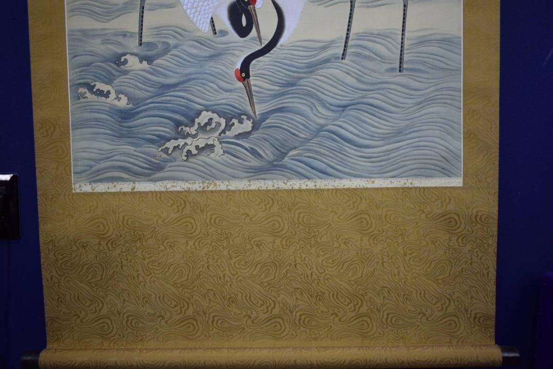 不詳/作者不明/無落款/朝陽/舞鶴図/大幅/布袋屋掛軸HK-112