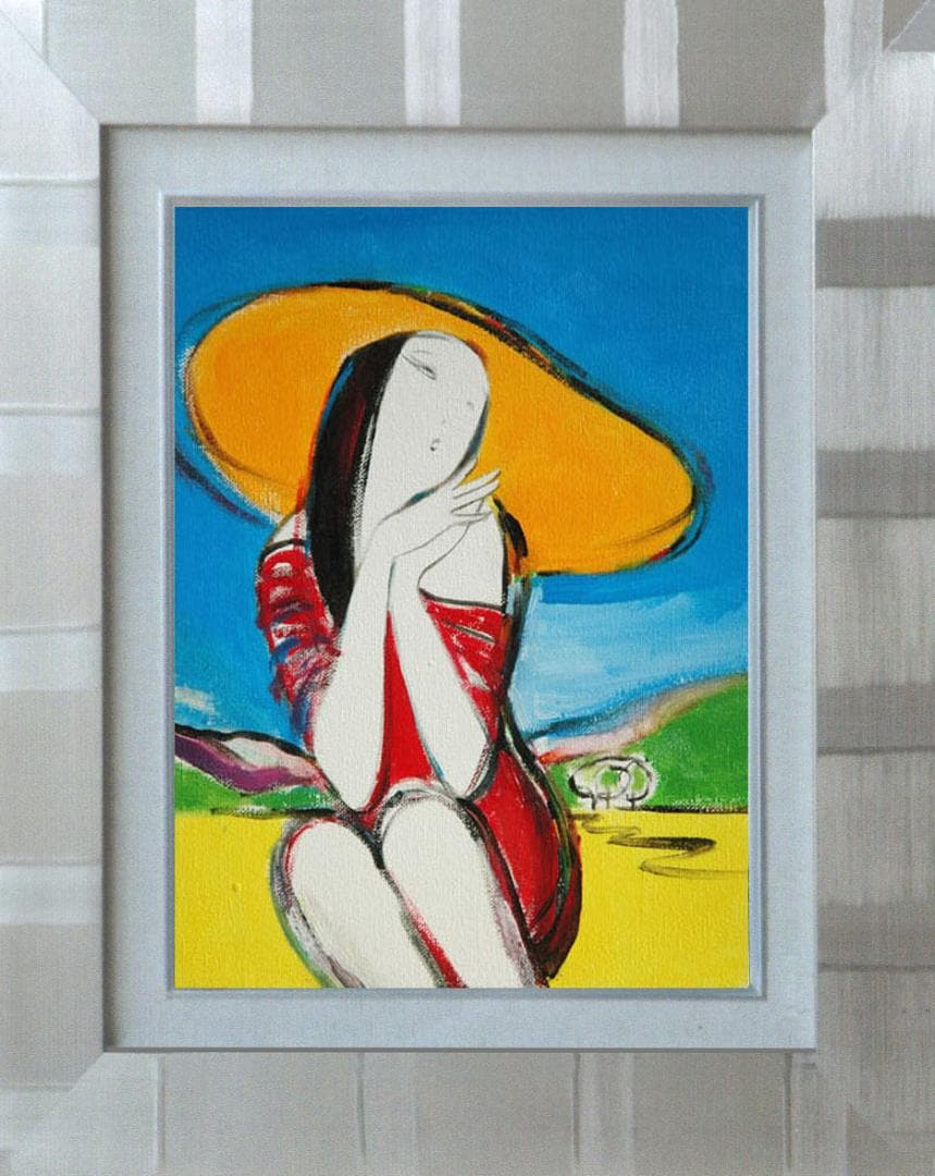 油絵 菅家令子 絵 絵画インテリア 額付(銀) F3-010511 女性夢子さん