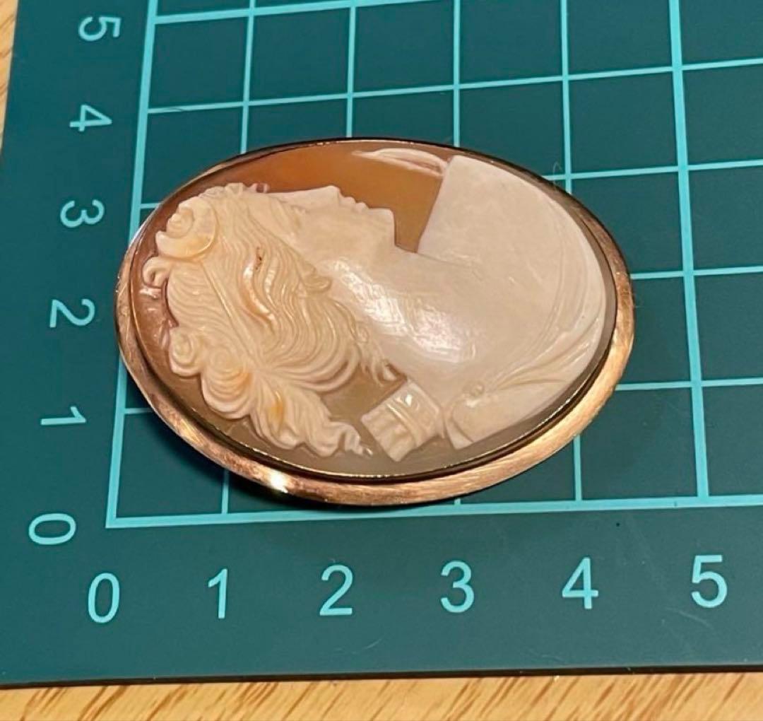 フランス　アンティーク　10金枠　アルテミス　ブローチ兼トップ