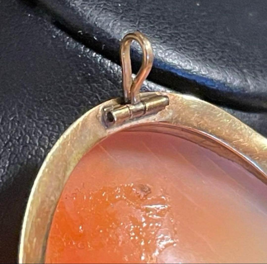 フランス　アンティーク　10金枠　アルテミス　ブローチ兼トップ