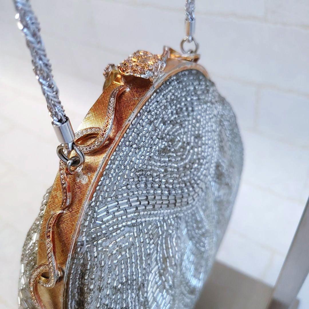 LUMYルミーはしもと ビーズバッグ がま口 栞 鏡付 着物ドレス 希少 美品