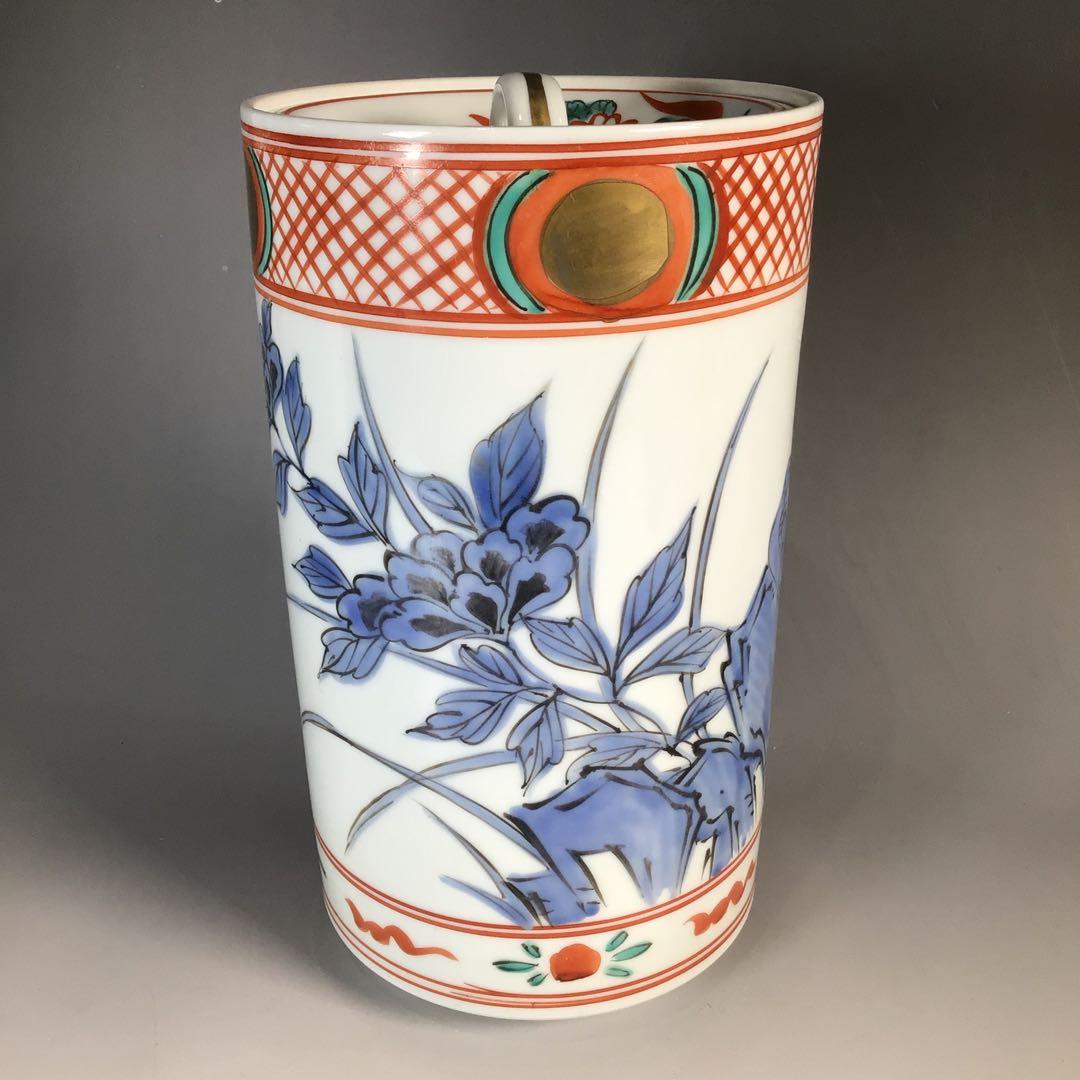 Ｎ６３３　水指　『橋本龍岳造』『赤絵花鳥図』『細水指』　共箱　茶道具