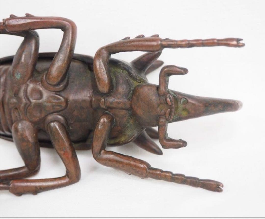 送料無料　リアルな銅製カブトムシ　10.5ｃｍ　置物