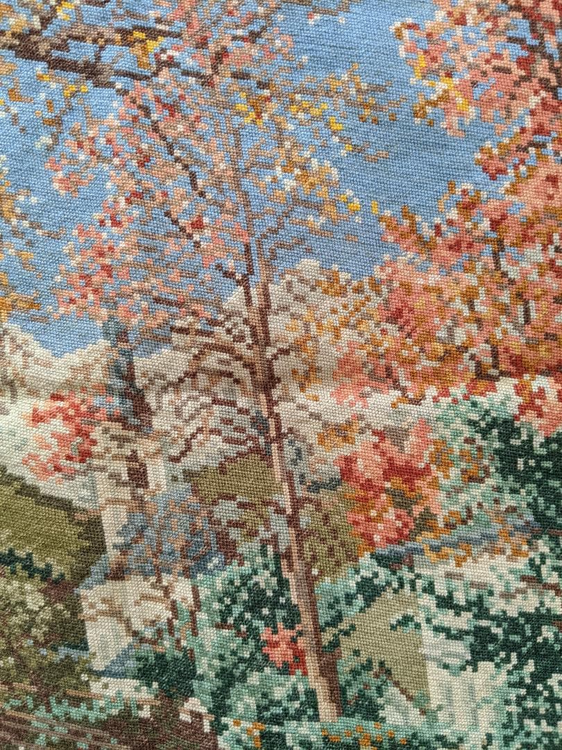 ヨーロッパ式刺繍絵タペストリー: Autumn in the Mountain