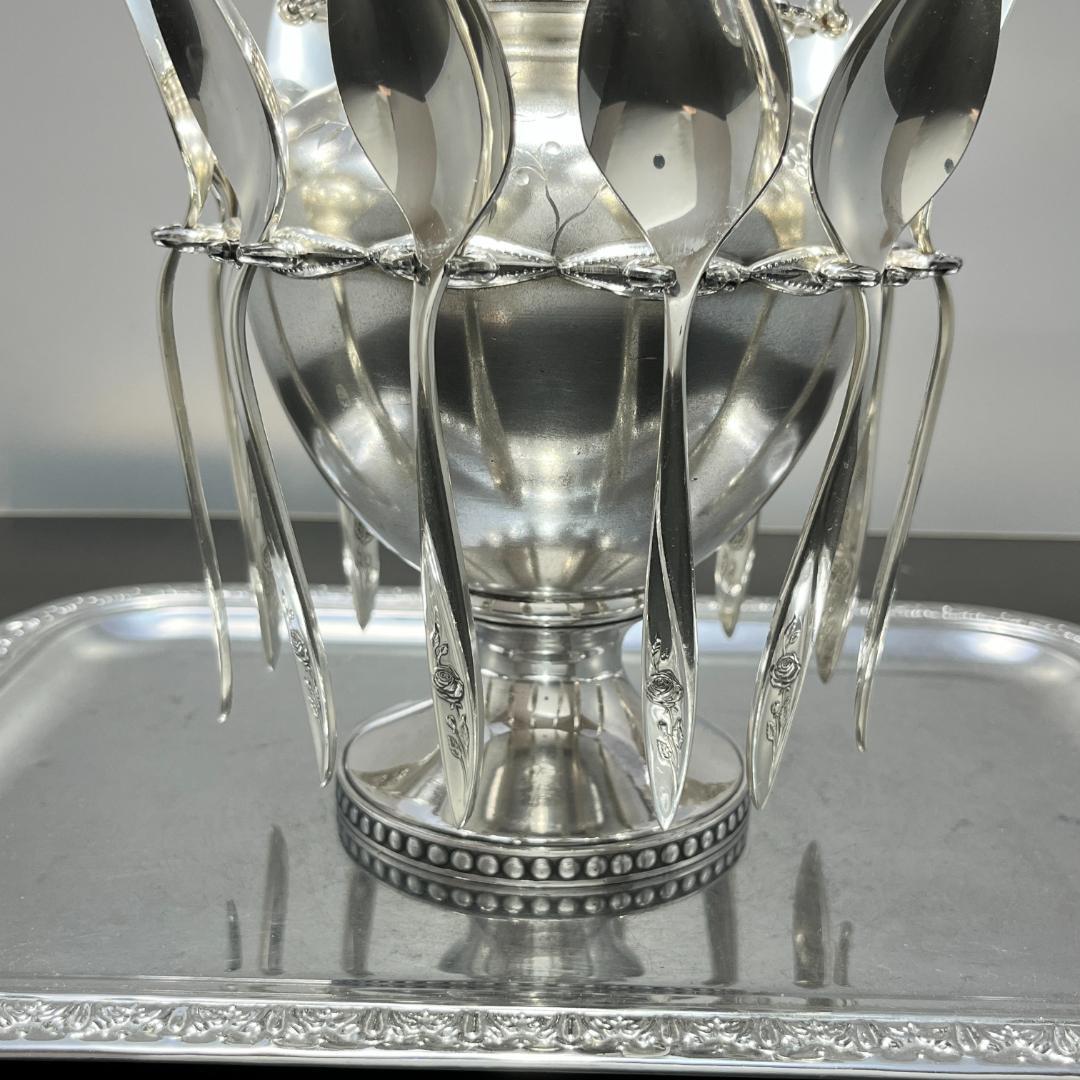 【Pairpoint】 スプーンホルダー【シルバープレート】薔薇のスプーン