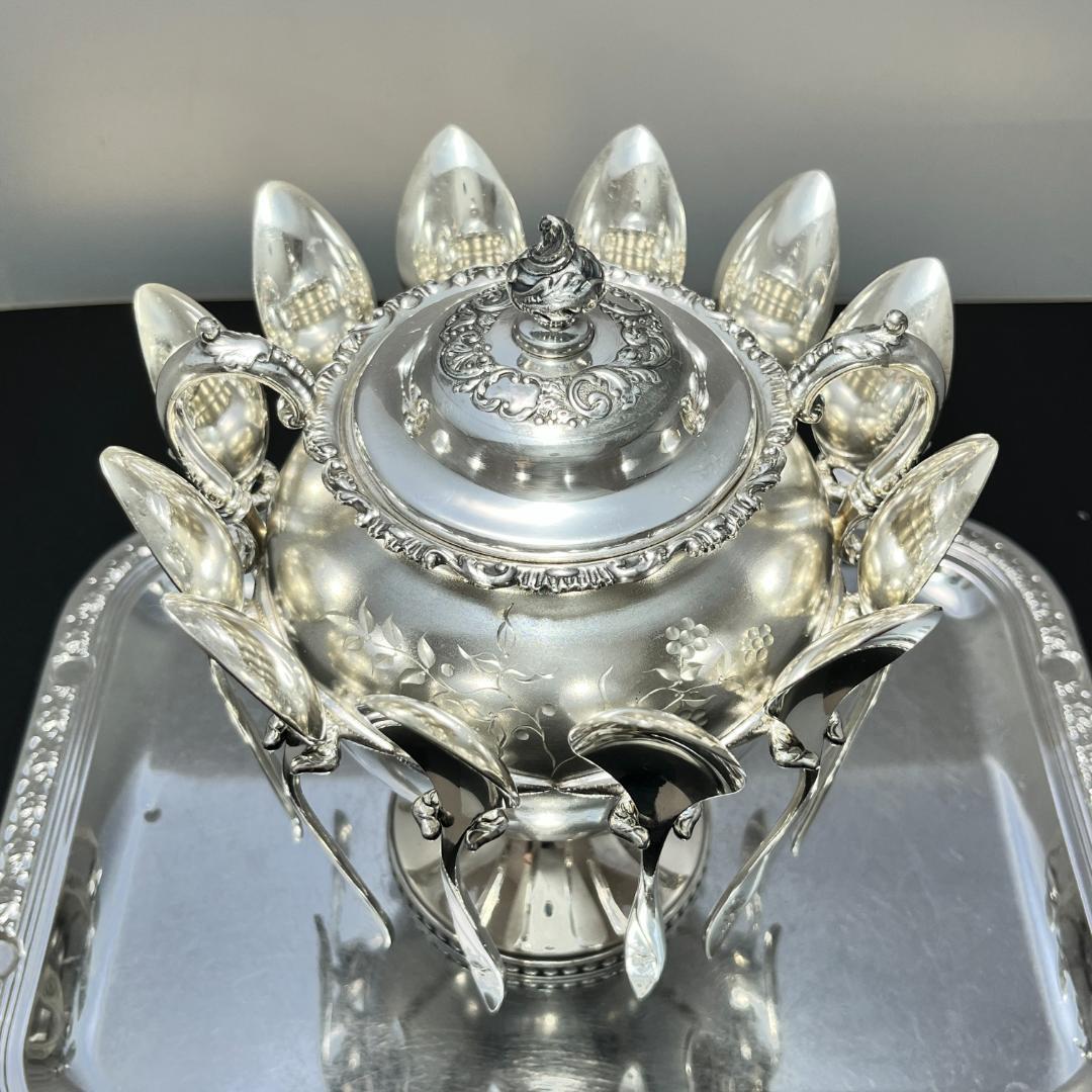 【Pairpoint】 スプーンホルダー【シルバープレート】薔薇のスプーン