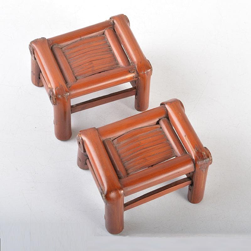 煎茶道具　古竹細工　香炉台　飾台　一對　書道具　墨置　V　R5677