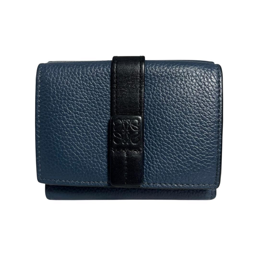 希少✨ロエベ バーティカルウォレット 三つ折り財布 アナグラム バイカラー