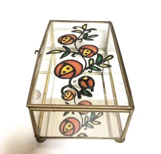 ■アンティーク■アクセサリーケース・ジュエリーケース・小物入れ■レトロ・ガラス製