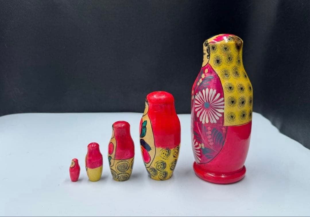 激レア‼️ソビエト　アンティーク　初期のマイダン地方　マトリョーシカ　5組　現状