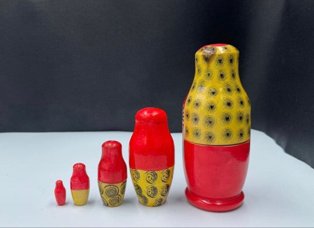 激レア‼️ソビエト　アンティーク　初期のマイダン地方　マトリョーシカ　5組　現状