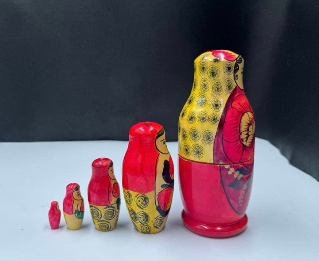 激レア‼️ソビエト　アンティーク　初期のマイダン地方　マトリョーシカ　5組　現状