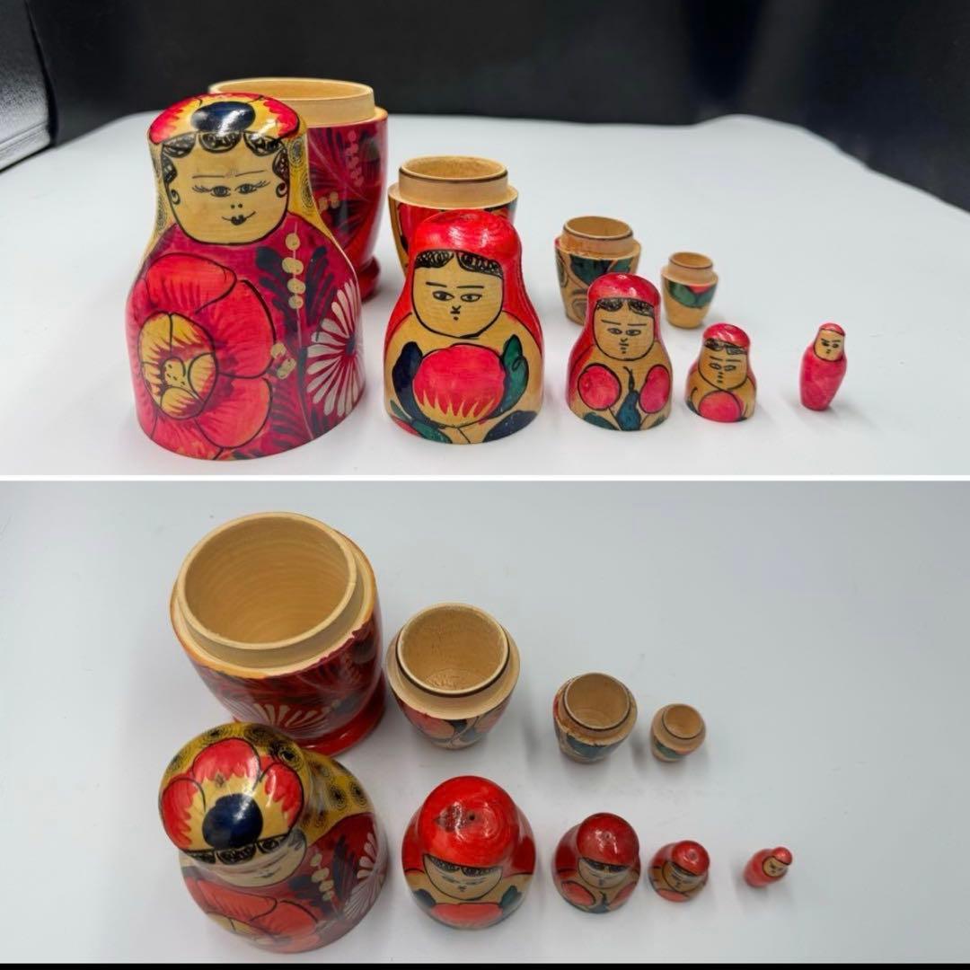 激レア‼️ソビエト　アンティーク　初期のマイダン地方　マトリョーシカ　5組　現状