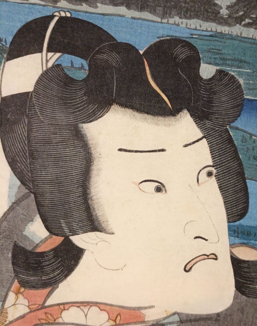 浮世絵版画、役者見立絵東海道五十三次石部草津間（桜丸)三代歌川豊国画嘉永五年出版