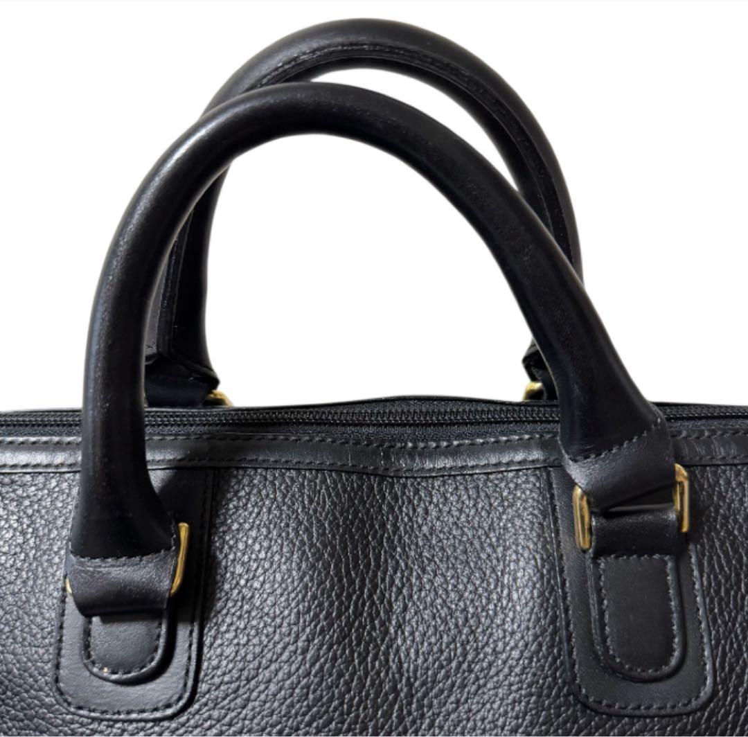 バーバリー ミニボストンバッグ ハンドバッグ ノバチェック レザー シボ革 黒