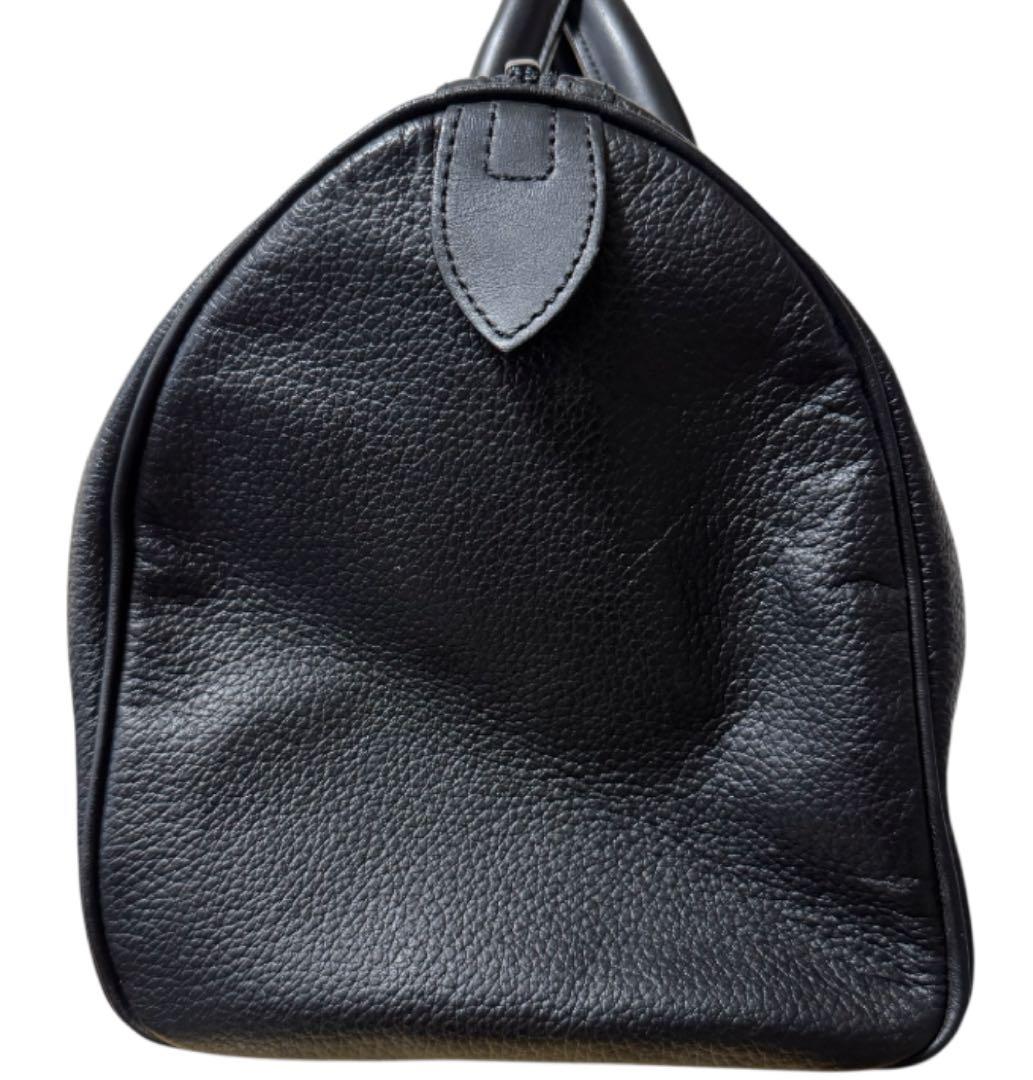 バーバリー ミニボストンバッグ ハンドバッグ ノバチェック レザー シボ革 黒