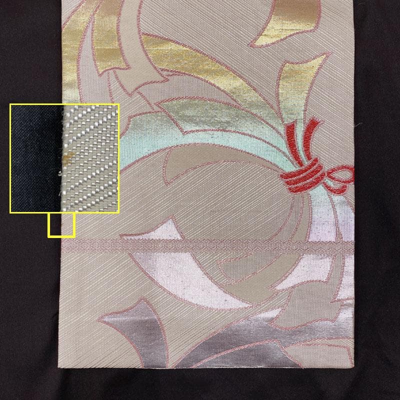 411ag74◎七五三 7歳 全通袋帯 ハーフ成人式 束ね熨斗 銀糸◎良好