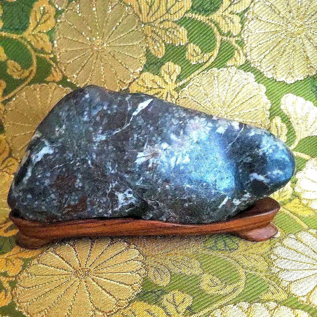 【最終価格】 根尾谷　菊花石　台座付　水石　　盆石　三連華