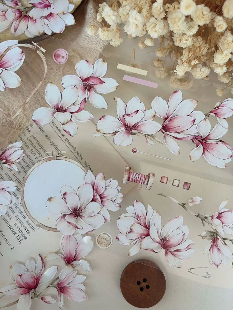 壹洱原创《玉兰花》海外マスキングテープ　マステ 【1928】