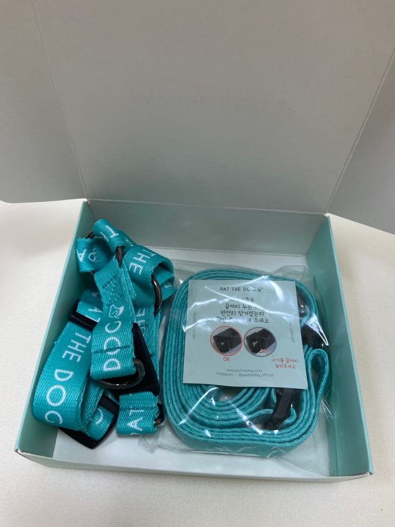 PAT THE DOG リード　ハーネス　2点セット　ティファニーブルー　犬