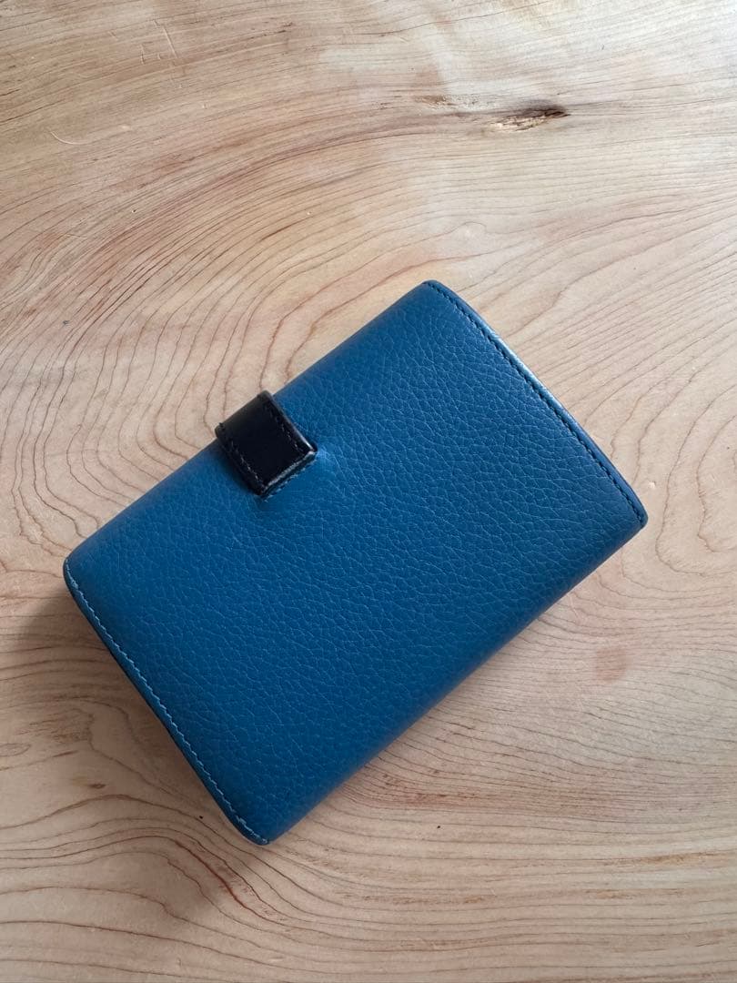 LOEWE バーティカルウォレット　三つ折り財布 青