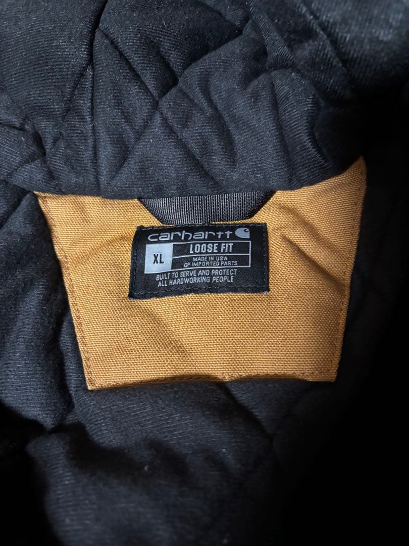 美品Carhartt フード付きブラウンアクティブジャケットダック地