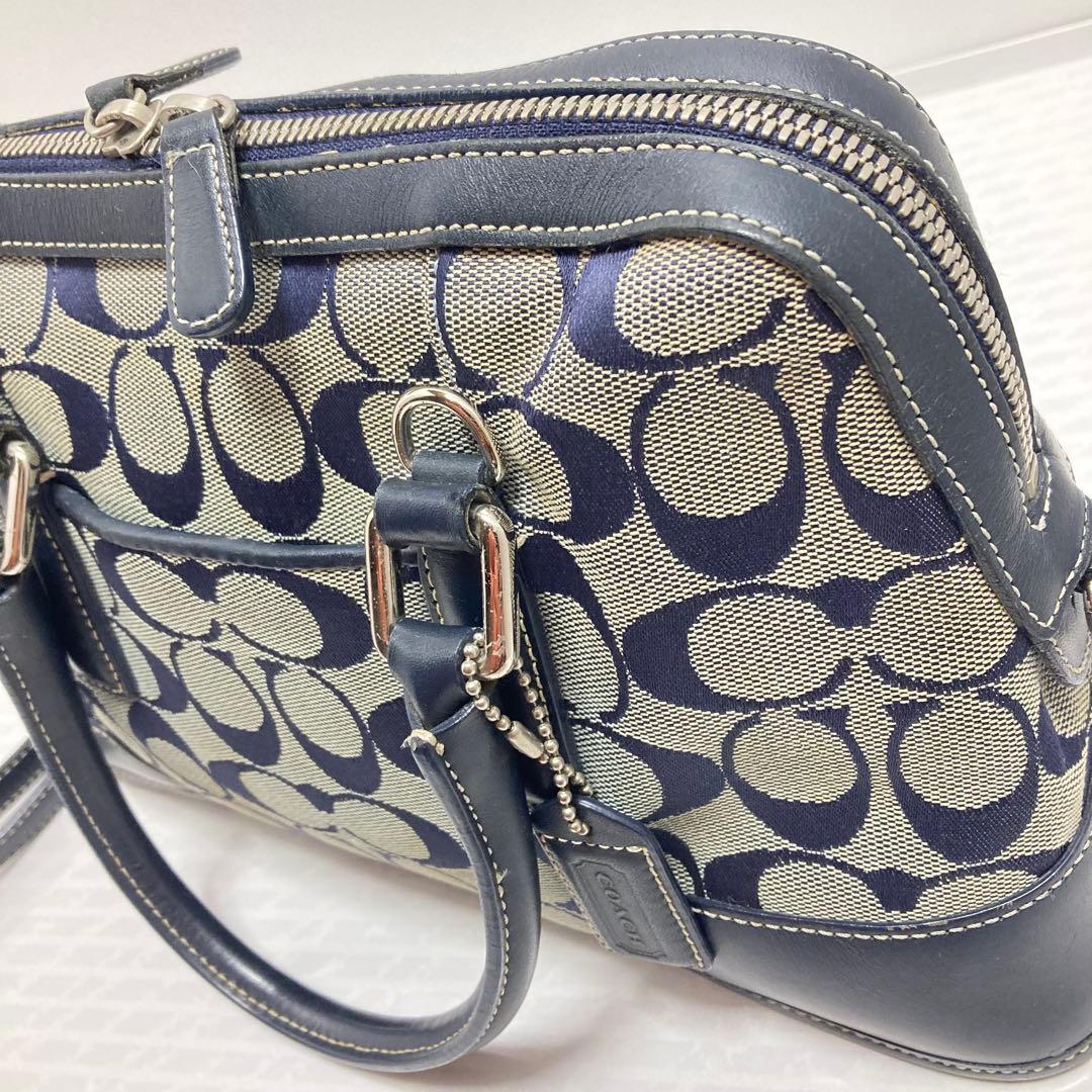 COACH コーチ　2way ミニボストンバッグ　ショルダーバッグ　ネイビー