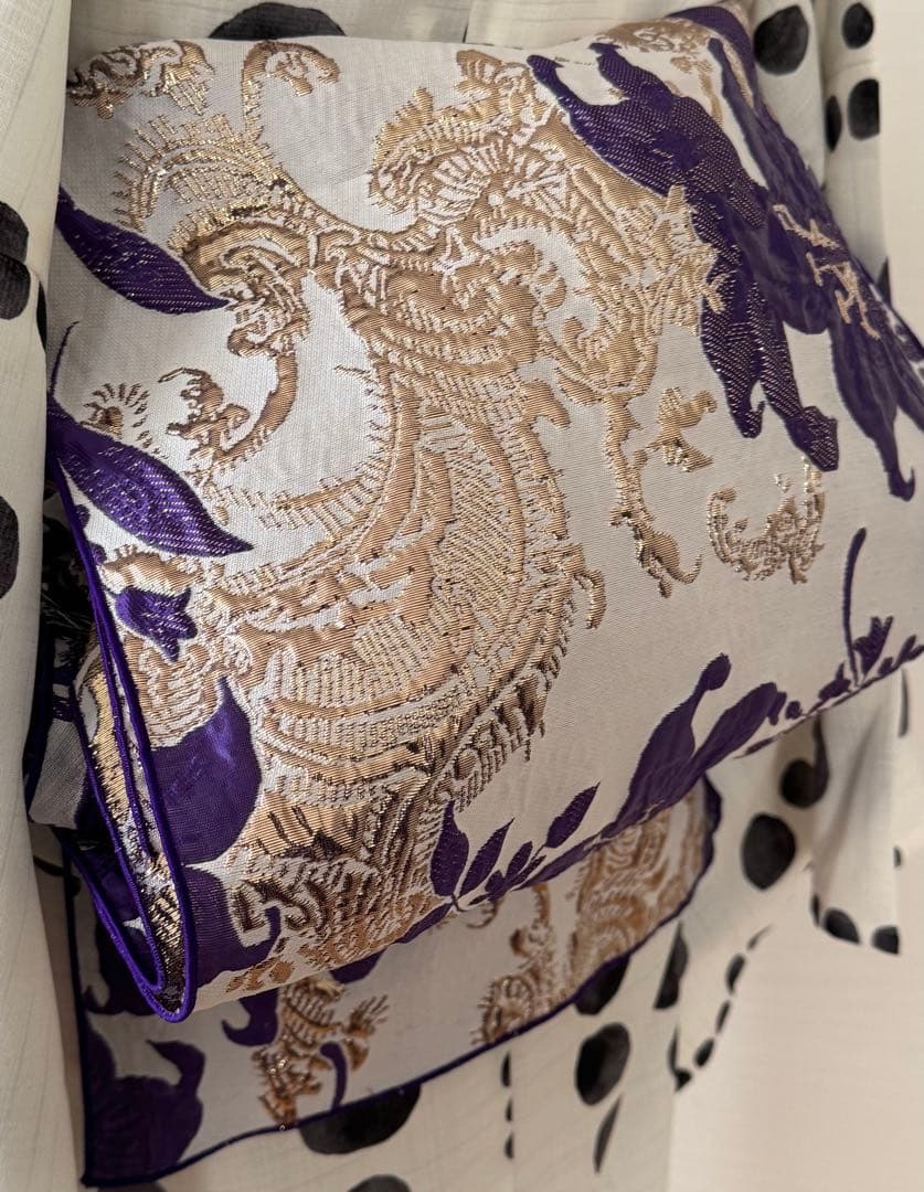 大人兵児帯【スノーホワイトプラチナシルバー】【リズヴァイオレット】の2点セット