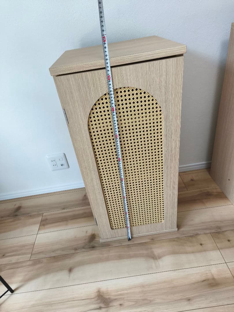 ベルメゾン 木製キャビネット ラタン調扉