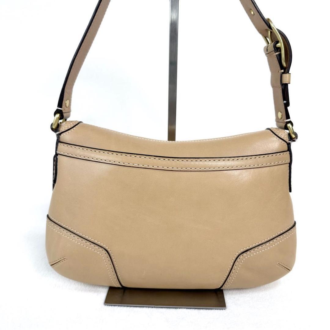 COACH ターンロック レザー フラップ ベージュ ショルダーバッグ 肩掛け