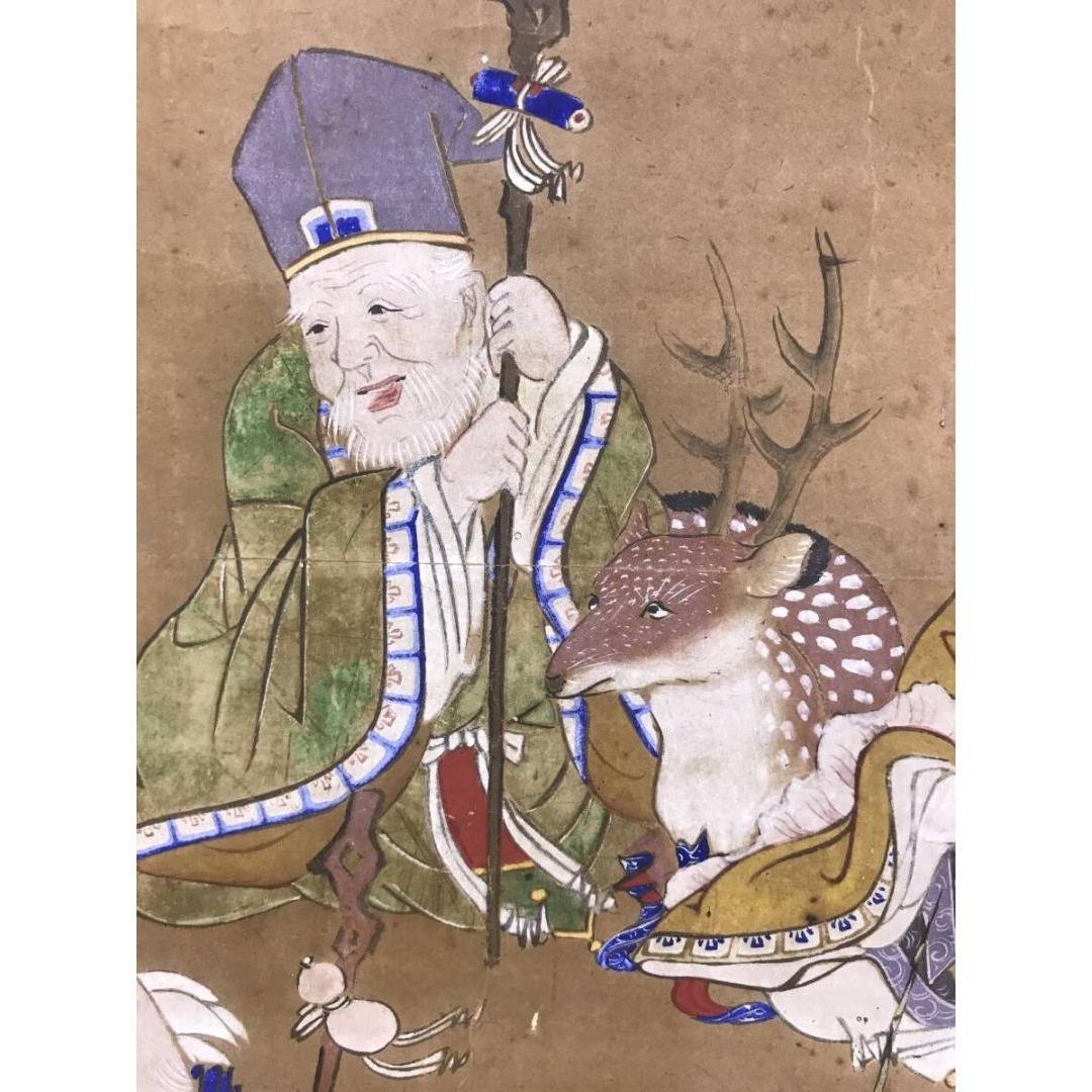 真作/作者不詳/七福神図/古画/人物図/祝/正月/掛軸/名家伝来/AK-451