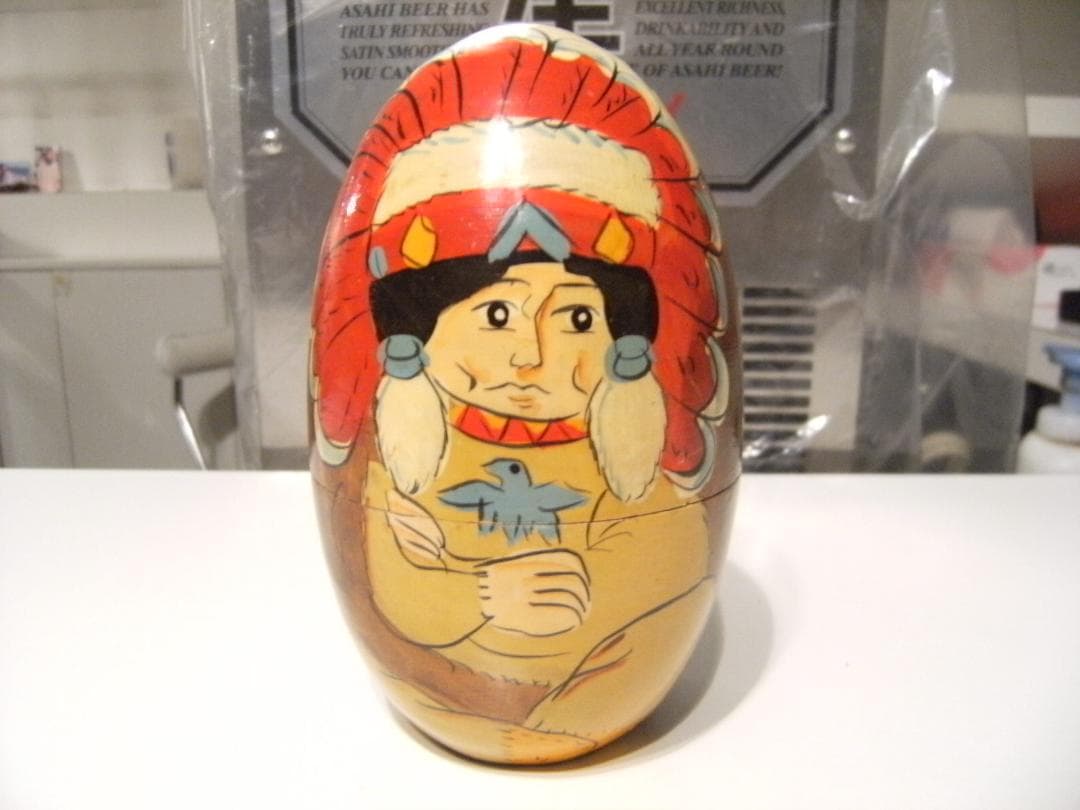 ロシア製品★ハンドメイド 民芸品 置物 インディアン マトリョーシカ 人形