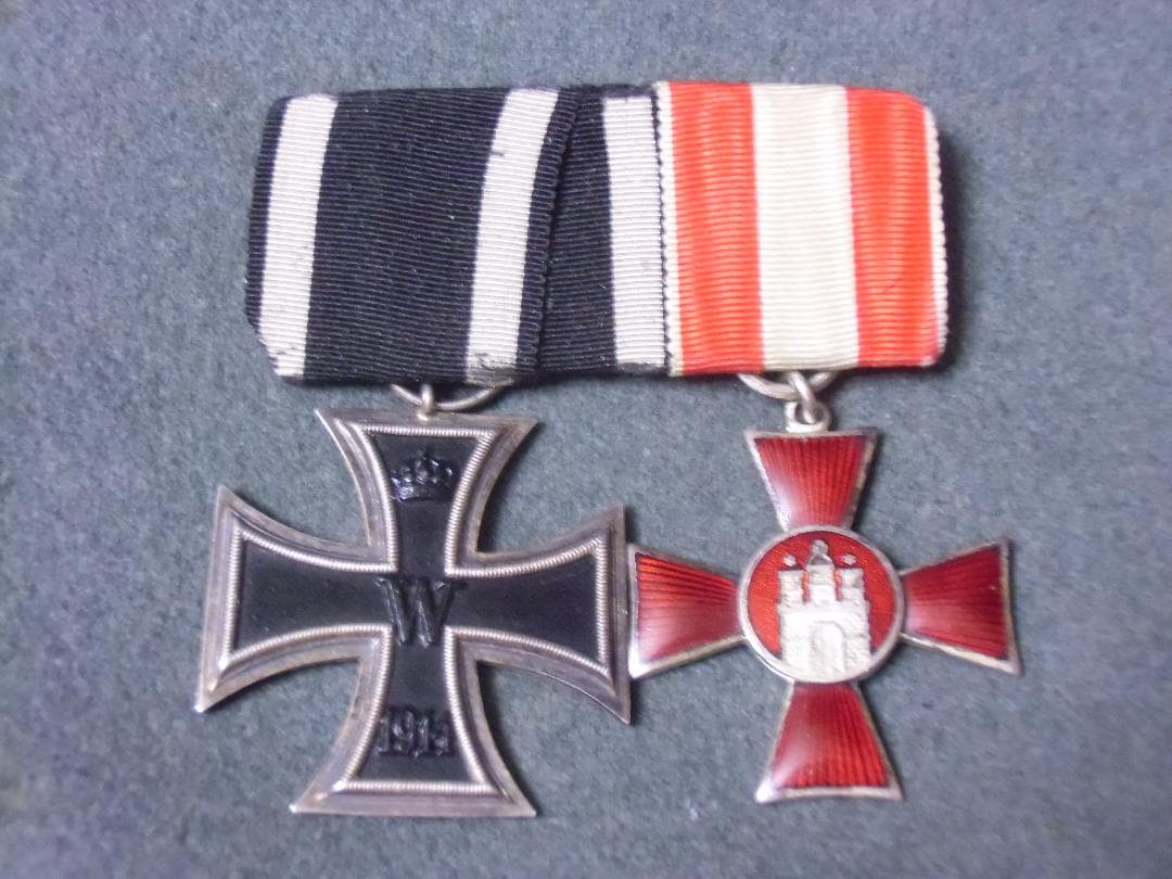 Ｗ帝政ドイツ軍/プロイセン王国＊ハンブルク＊２連メダルバー （実物）