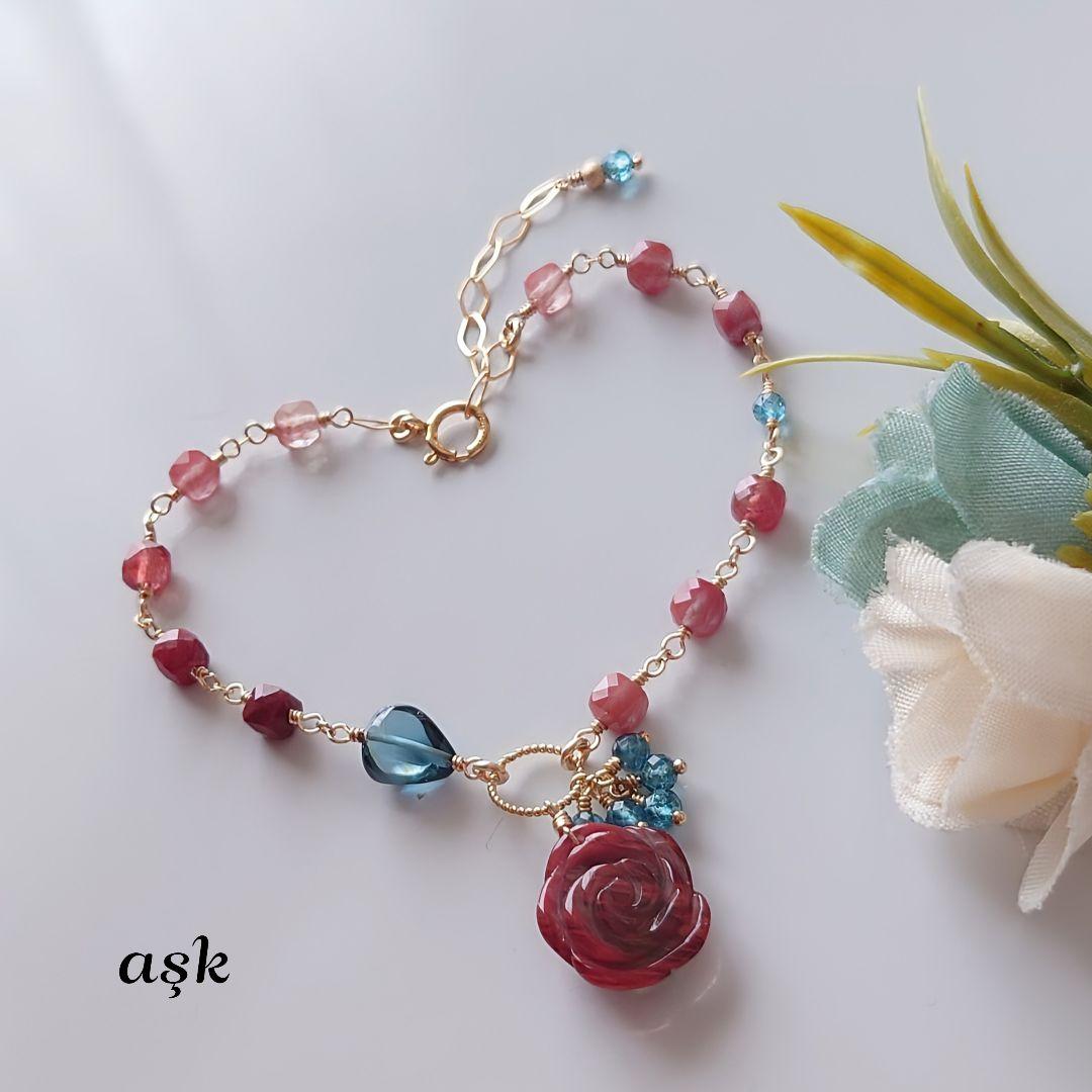 Kayaページ》14Kgf❩ 素敵✧*薔薇アンデシンのブレスレット