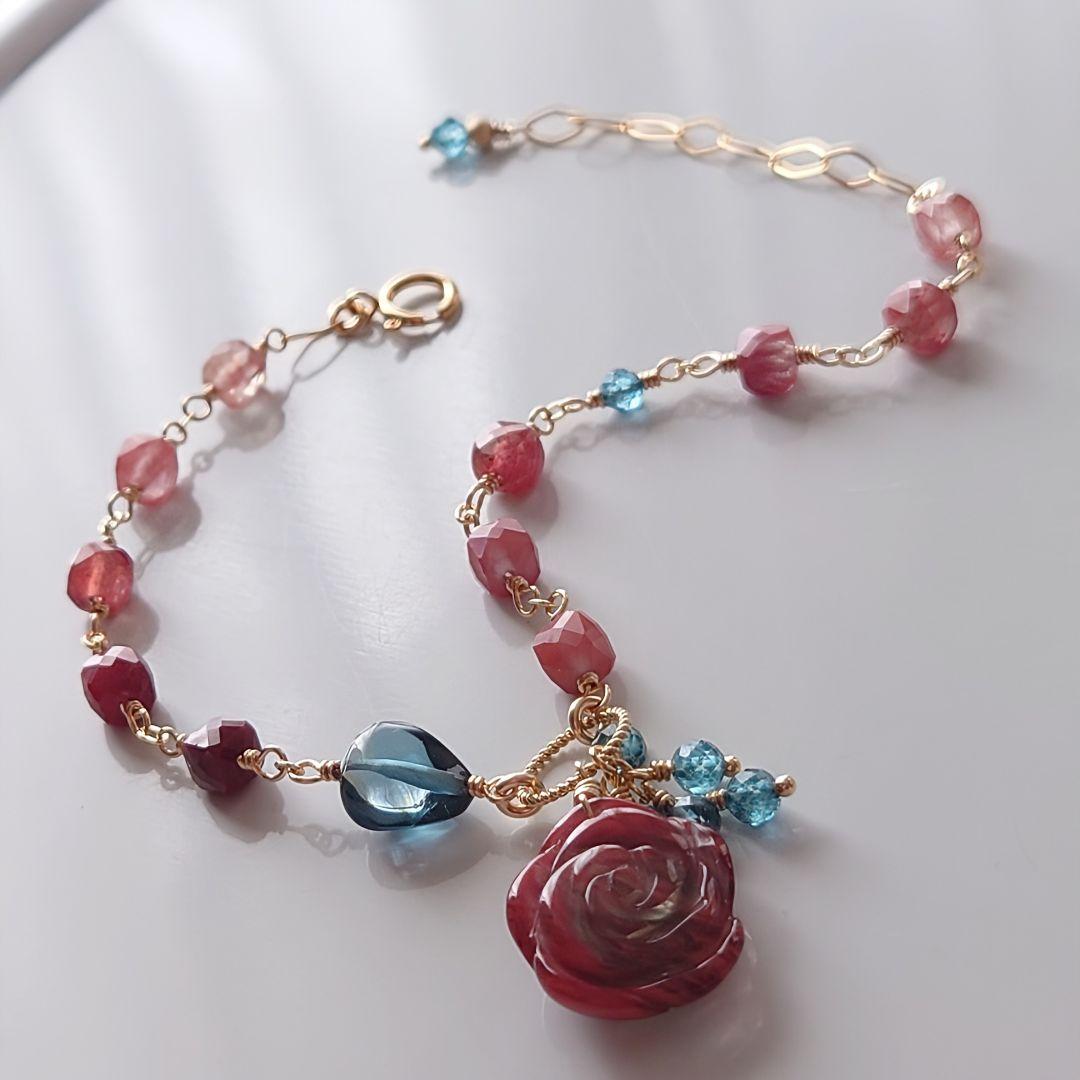 Kayaページ》14Kgf❩ 素敵✧*薔薇アンデシンのブレスレット